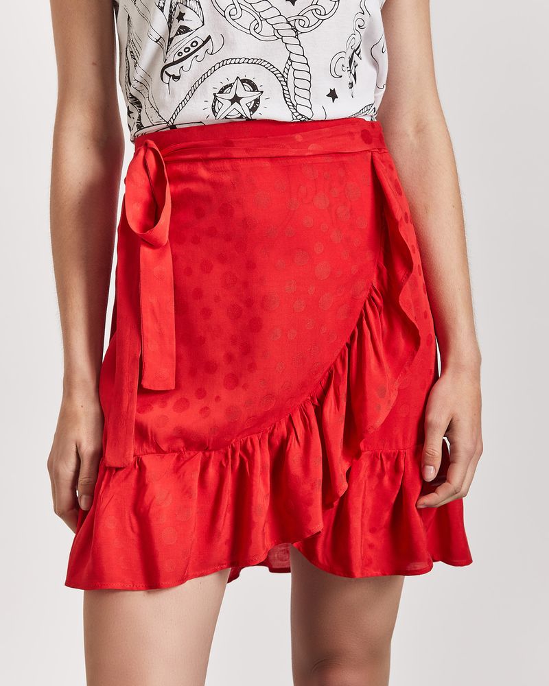 POLLERA DOBBY - ROJO