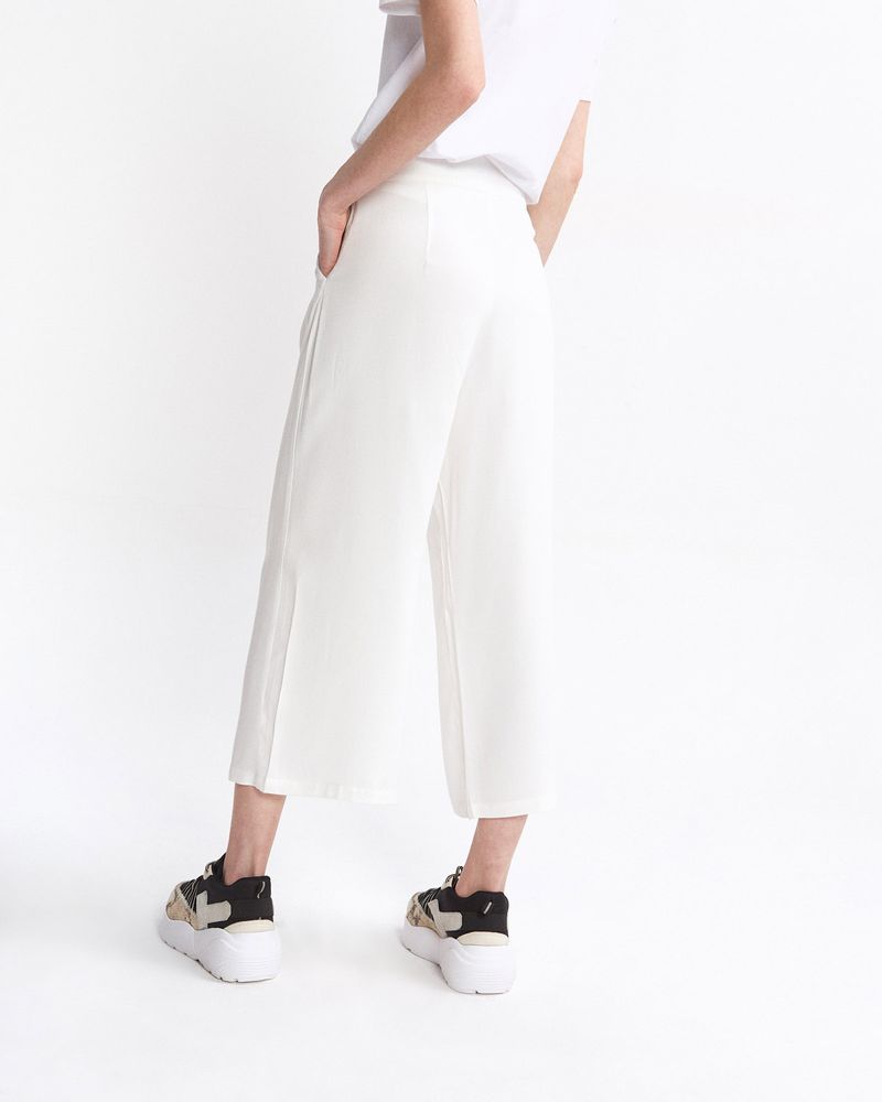 PANTALON CROP RAYON - OFF WHITE