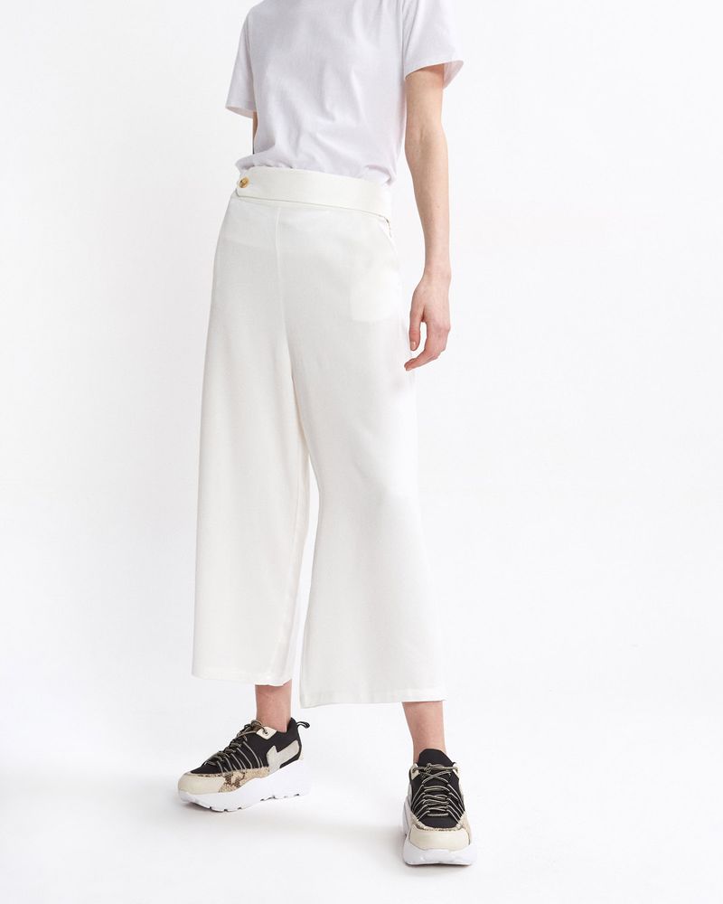 PANTALON CROP RAYON - OFF WHITE