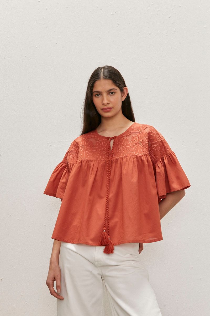 TOP BLUSA OVER COTTON MESH