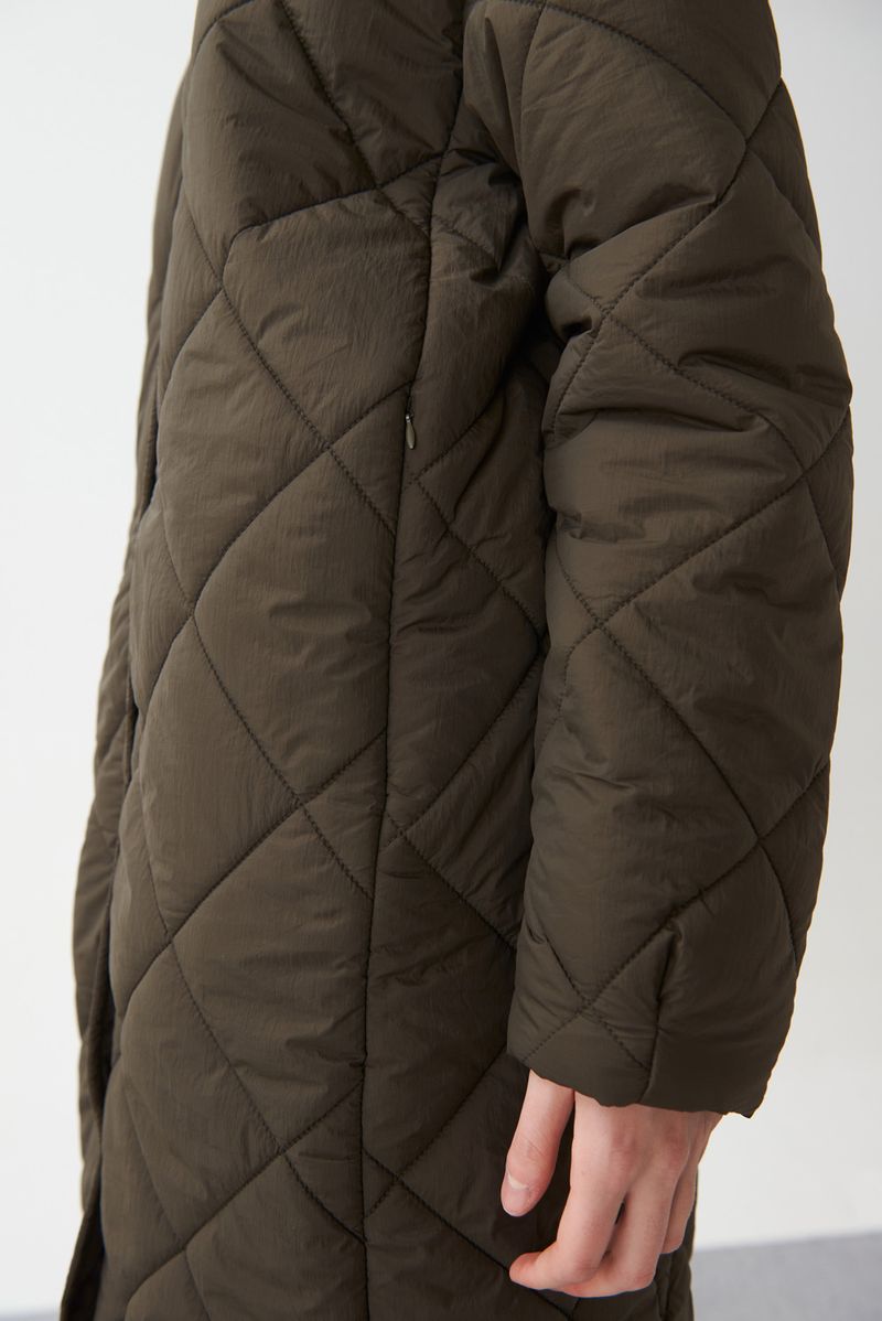 CAMPERA LONG MATELASSE RHOMBUS - MILITARY OLIVE