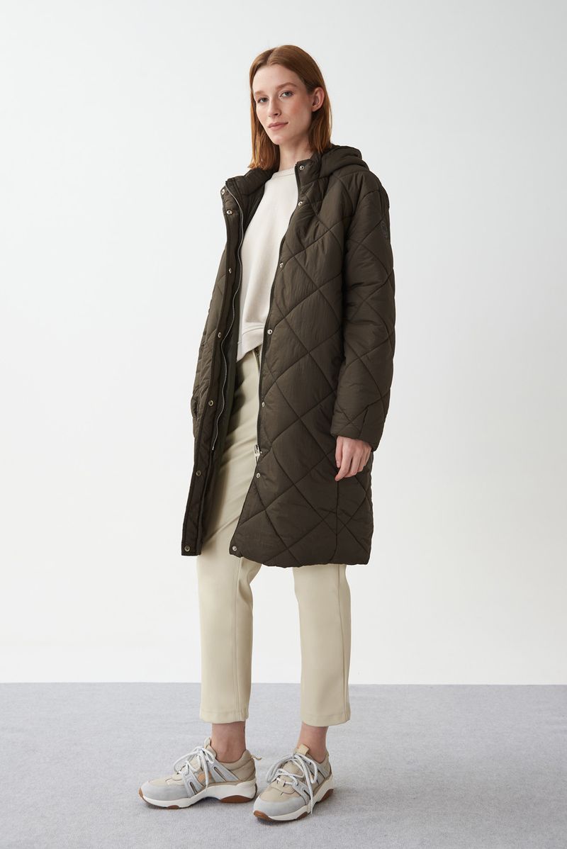 CAMPERA LONG MATELASSE RHOMBUS - MILITARY OLIVE