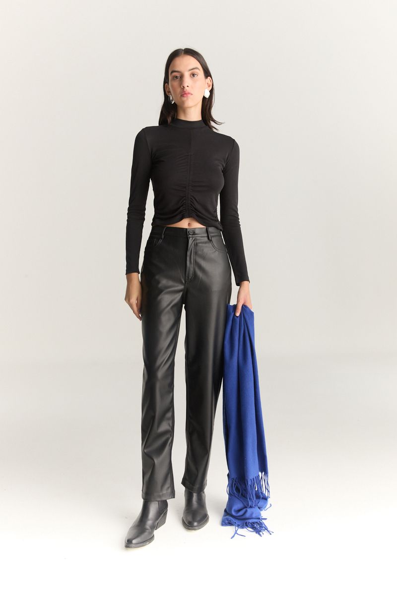 REMERA RIBBED GATHER BELLA