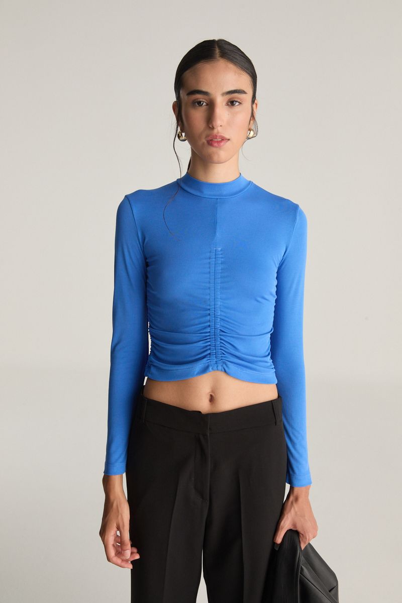 REMERA RIBBED GATHER BELLA