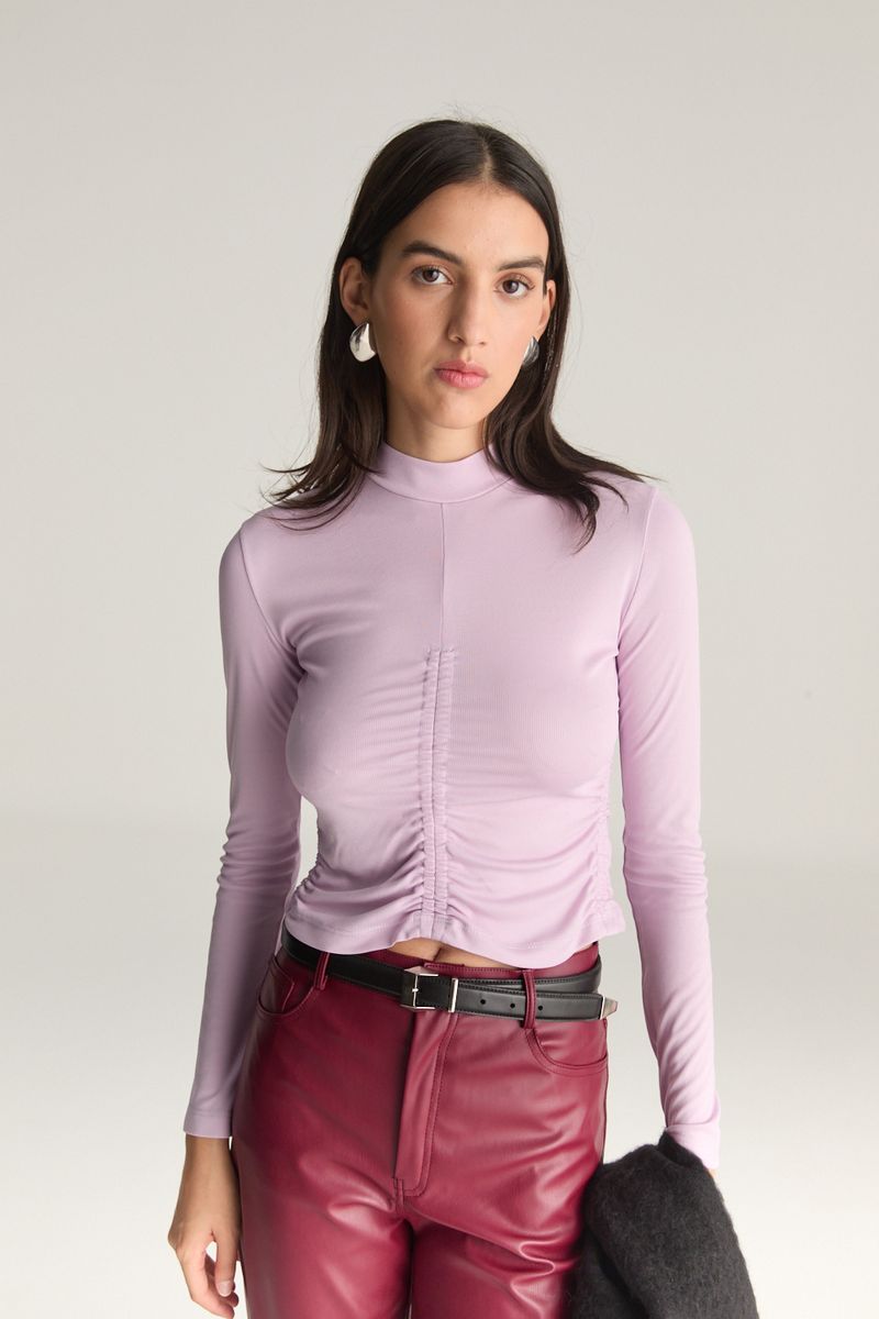 REMERA RIBBED GATHER BELLA