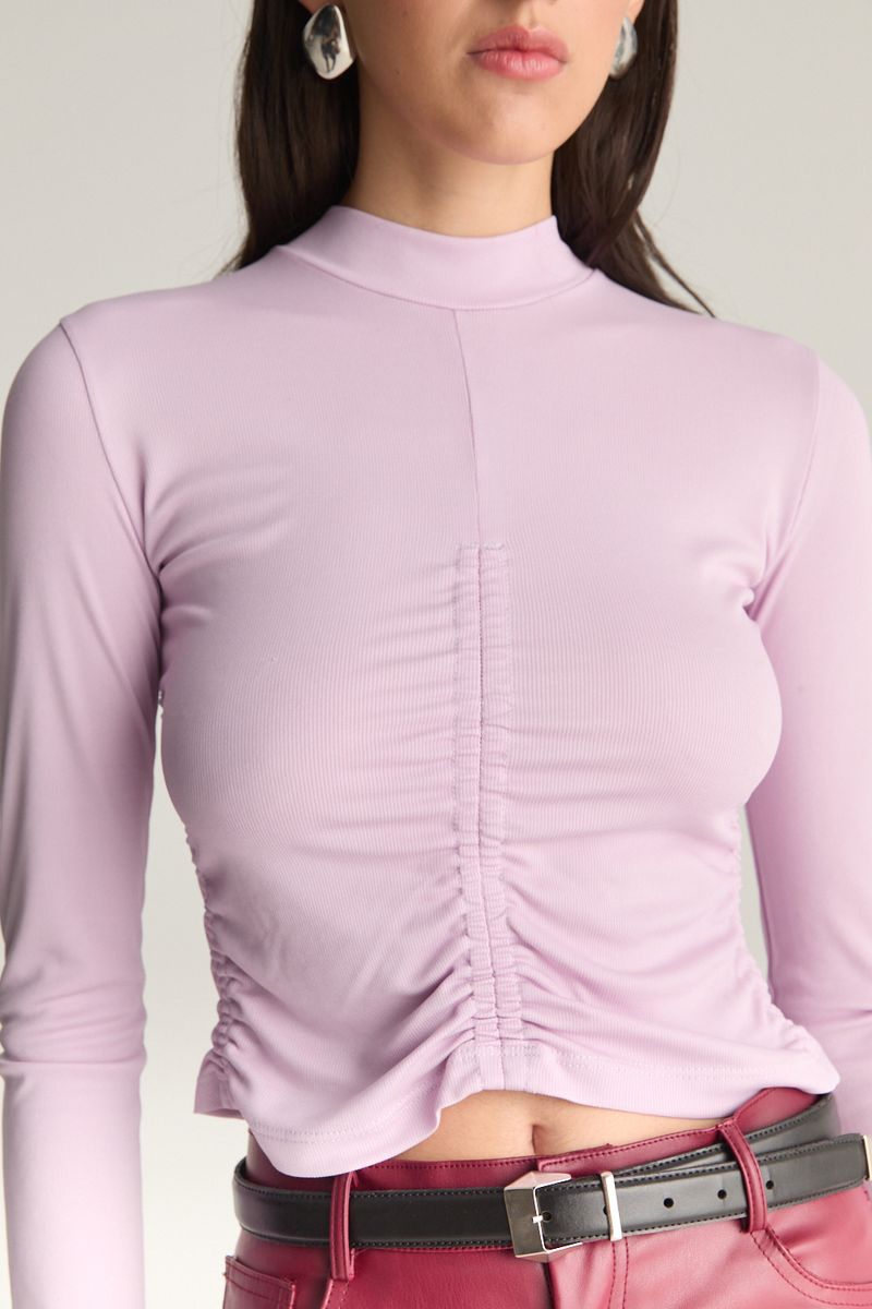 REMERA RIBBED GATHER BELLA