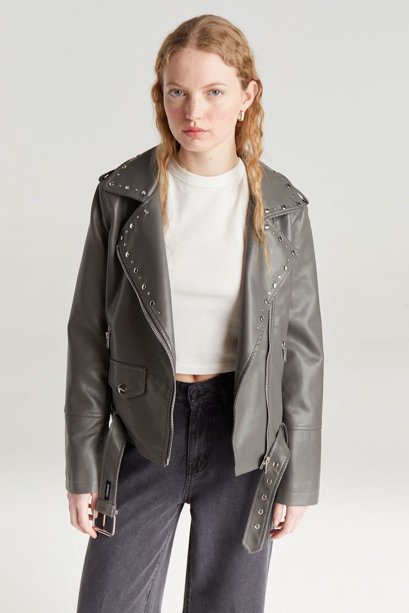 CAMPERA BIKER VEGAN LEATHER