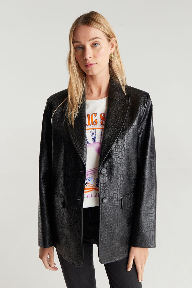 BLAZER PU LEATHER CROCO