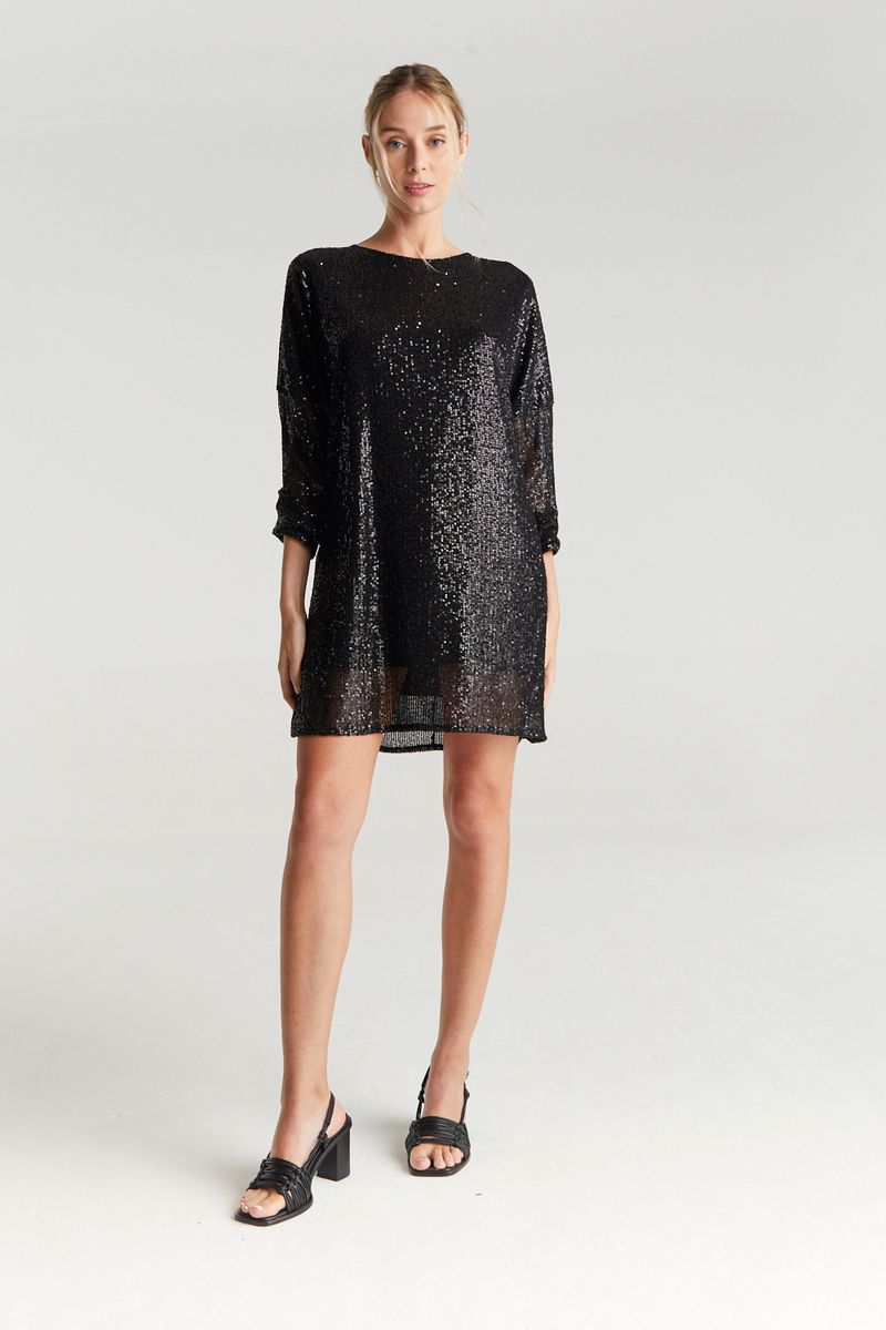 VESTIDO MANGA LARGA SEQUINS