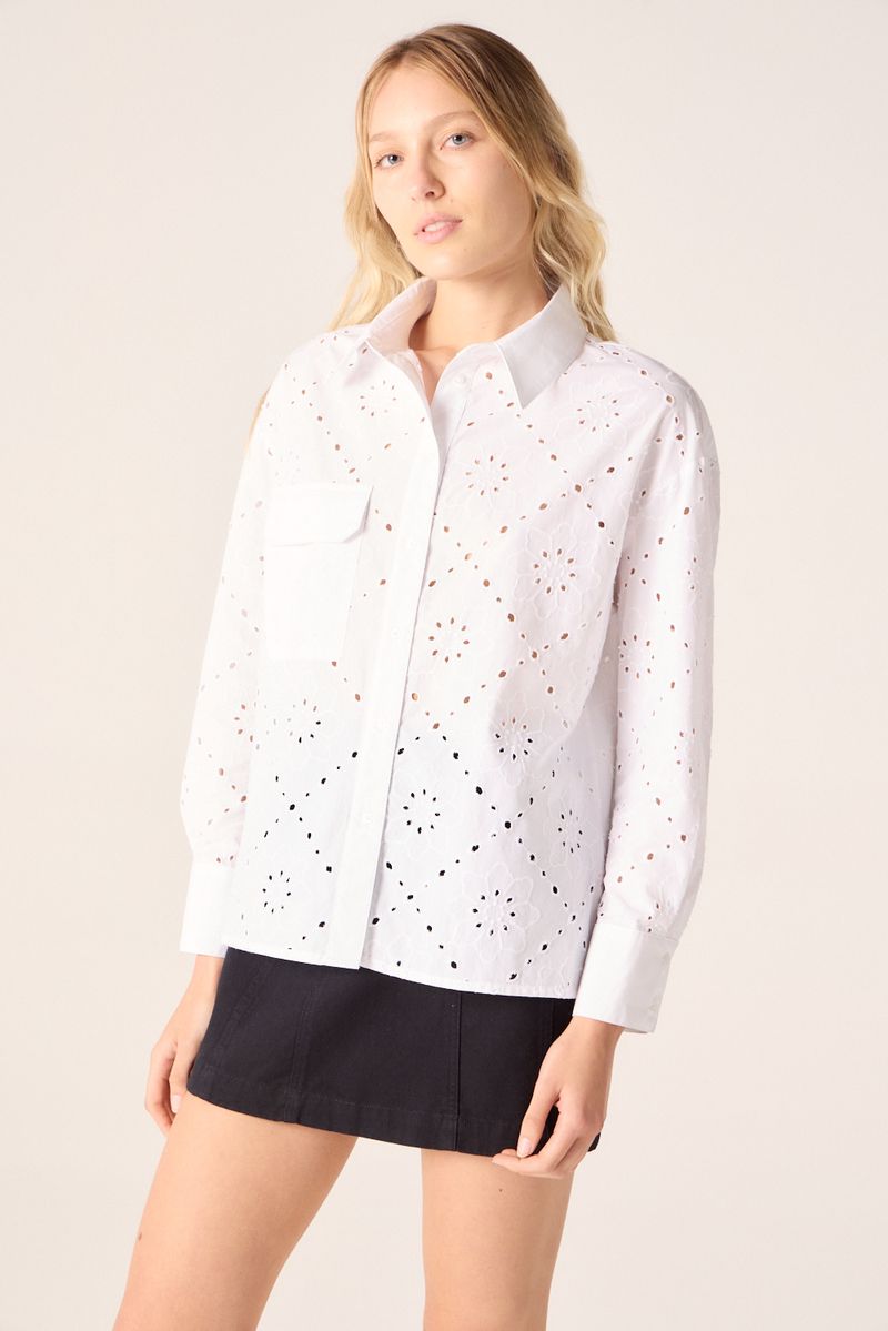 CAMISA EMBROIDERY FLOWER RHOMBUS