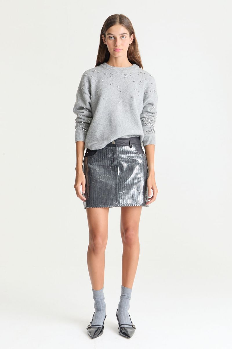 POLLERA DENIM SEQUINS