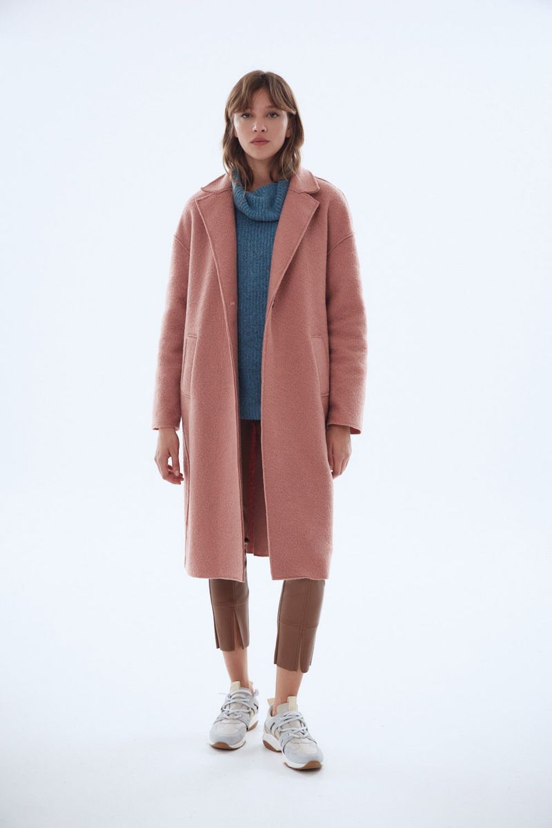 ABRIGO LONG BOUCLE - SOFT PINK