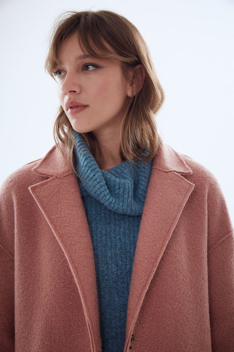 ABRIGO LONG BOUCLE - SOFT PINK