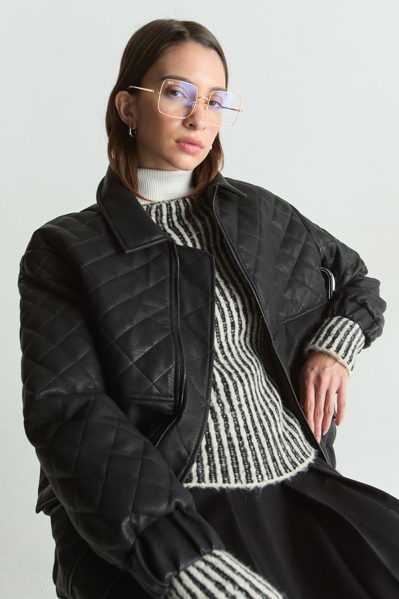 BOMBER LEATHER PUFFER