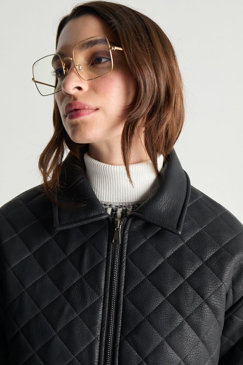 BOMBER LEATHER PUFFER