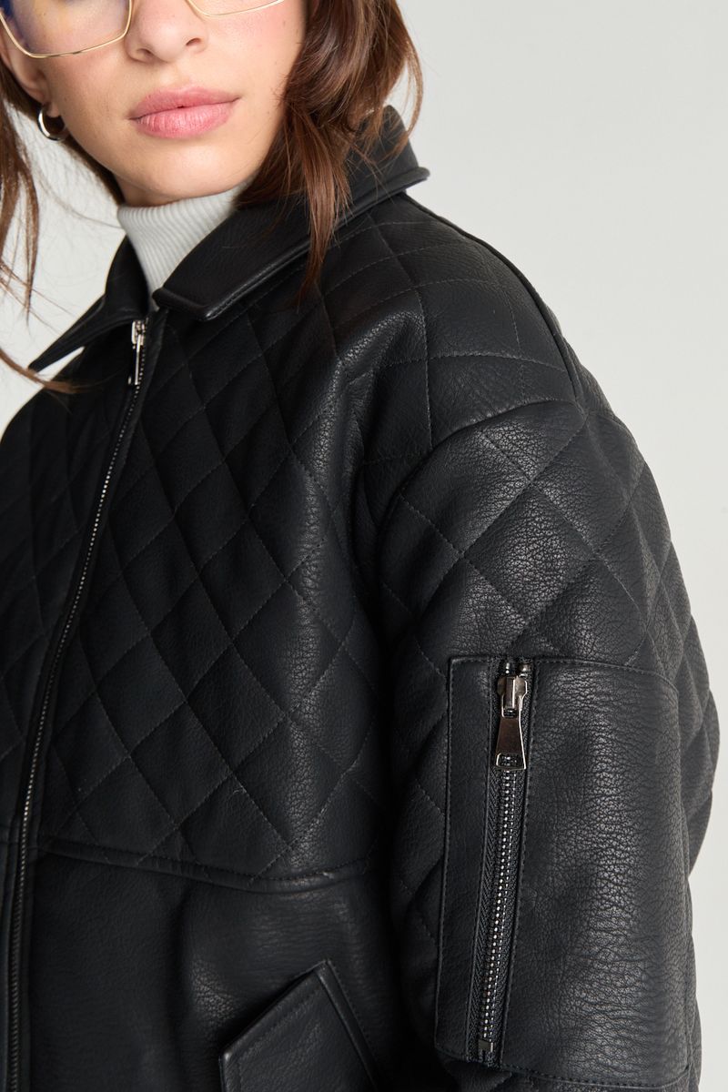BOMBER LEATHER PUFFER