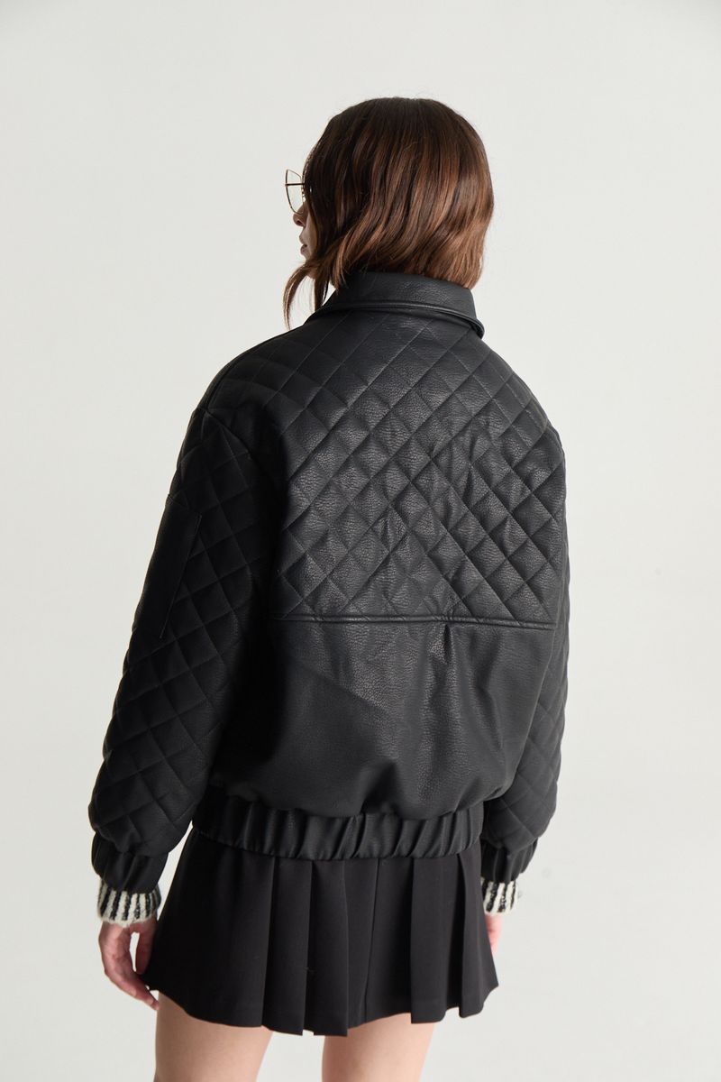 BOMBER LEATHER PUFFER
