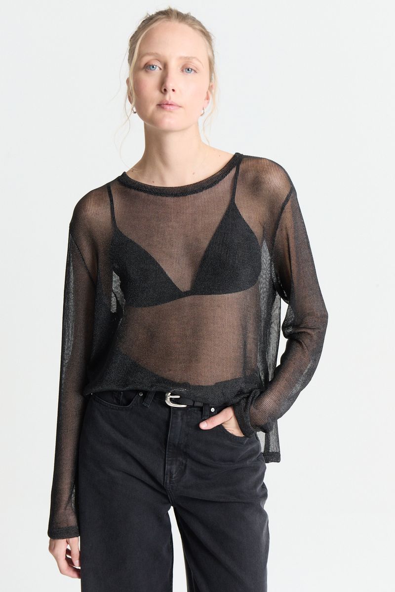 REMERA ML OVER MESH