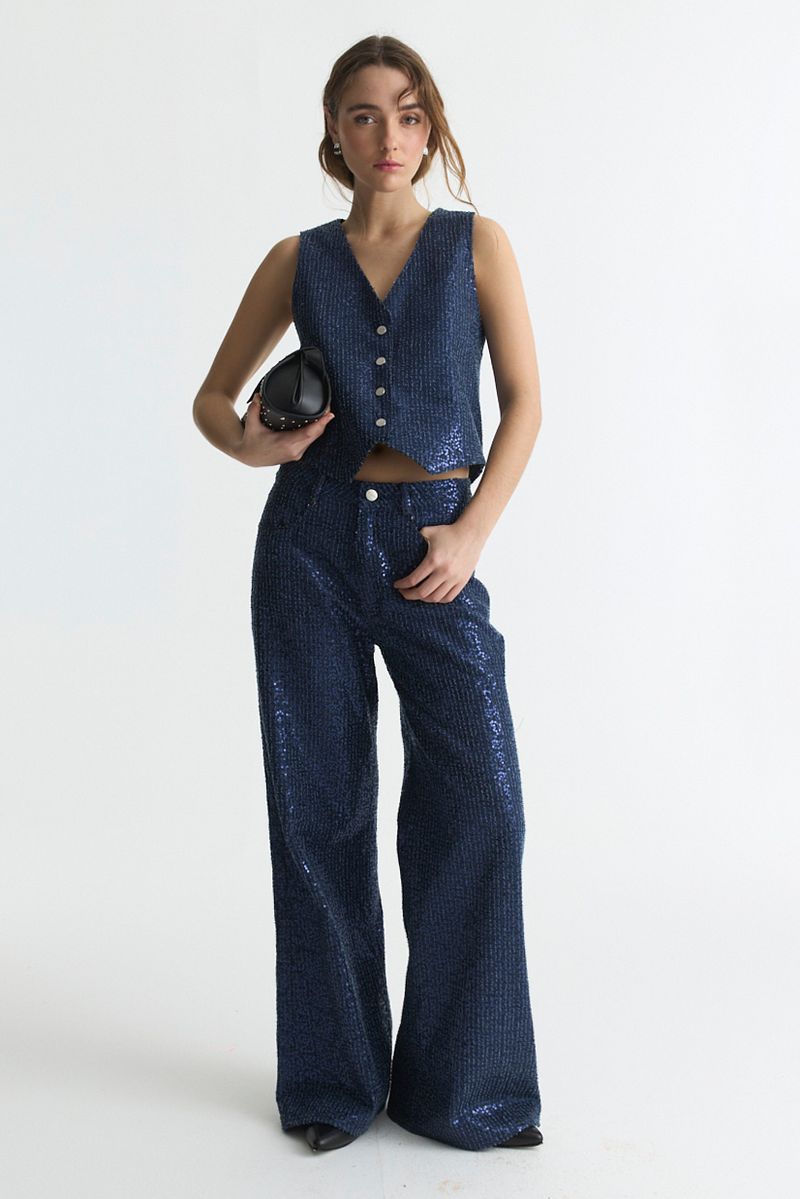 CHALECO DENIM SEQUINS