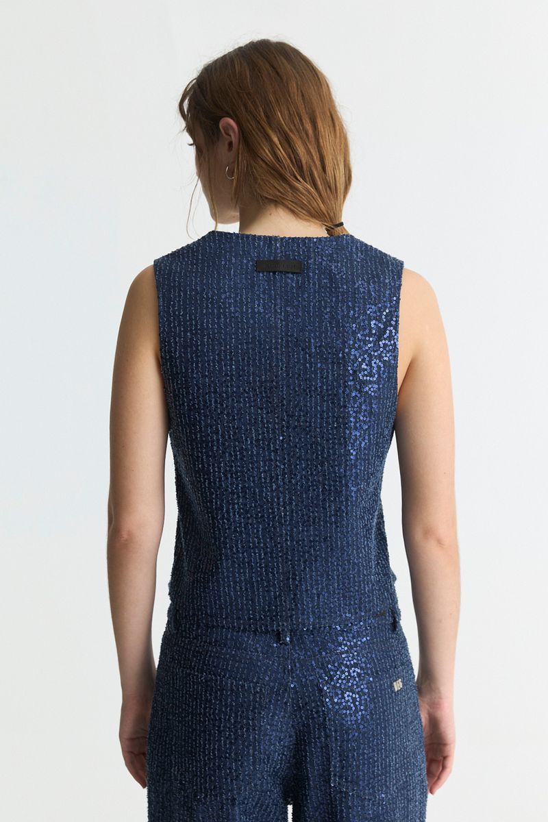 CHALECO DENIM SEQUINS