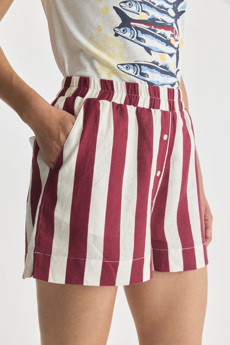 SHORT STRIPED LINEN