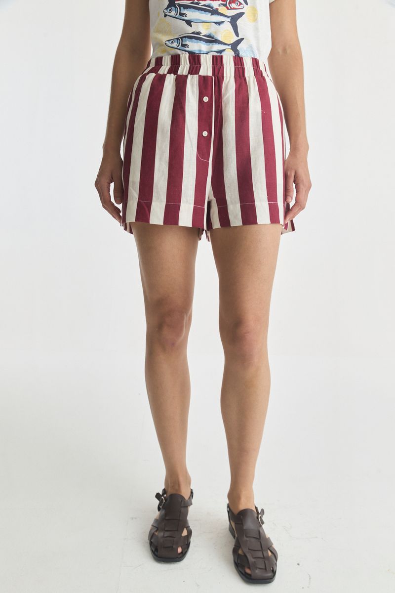 SHORT STRIPED LINEN