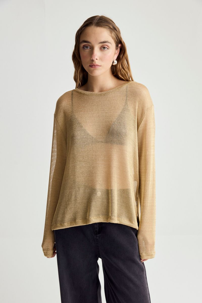 REMERA ML OVER MESH