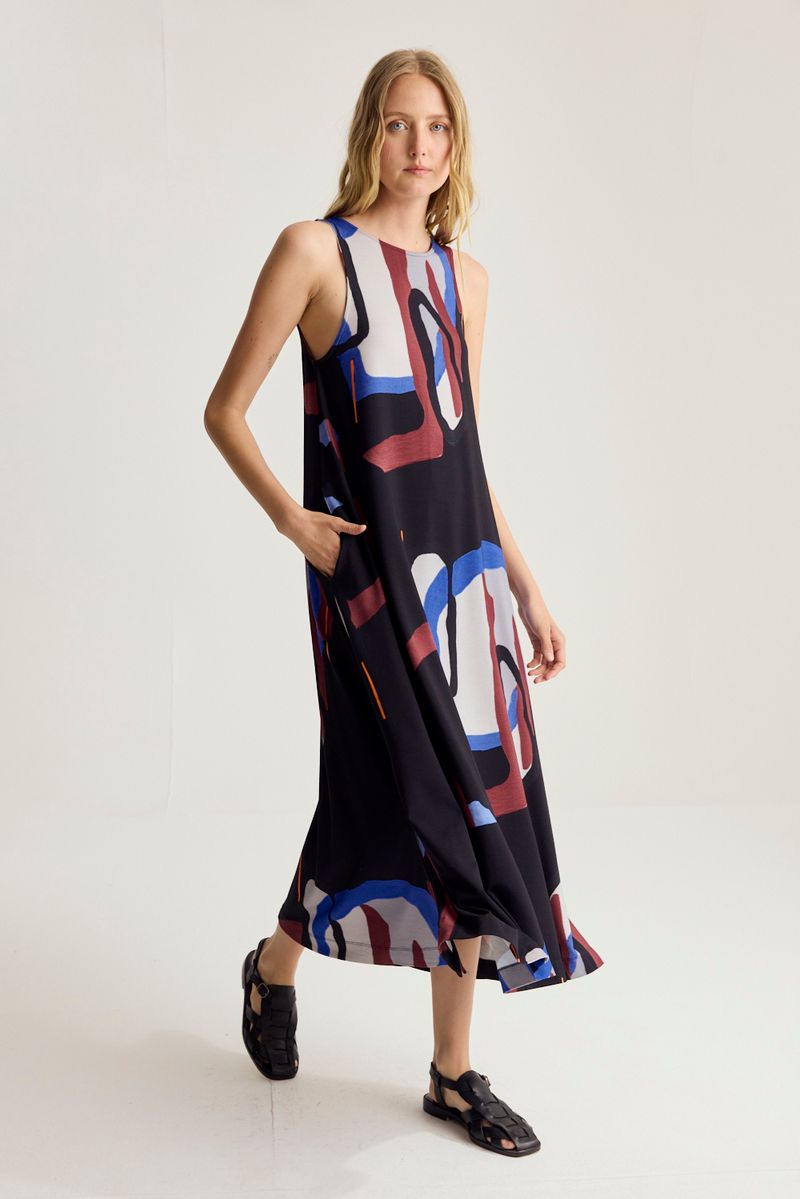 VESTIDO PRINT CELESTE NAJT
