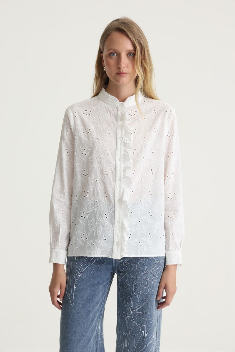 CAMISA BRODERIE RUFFLES COLLAR