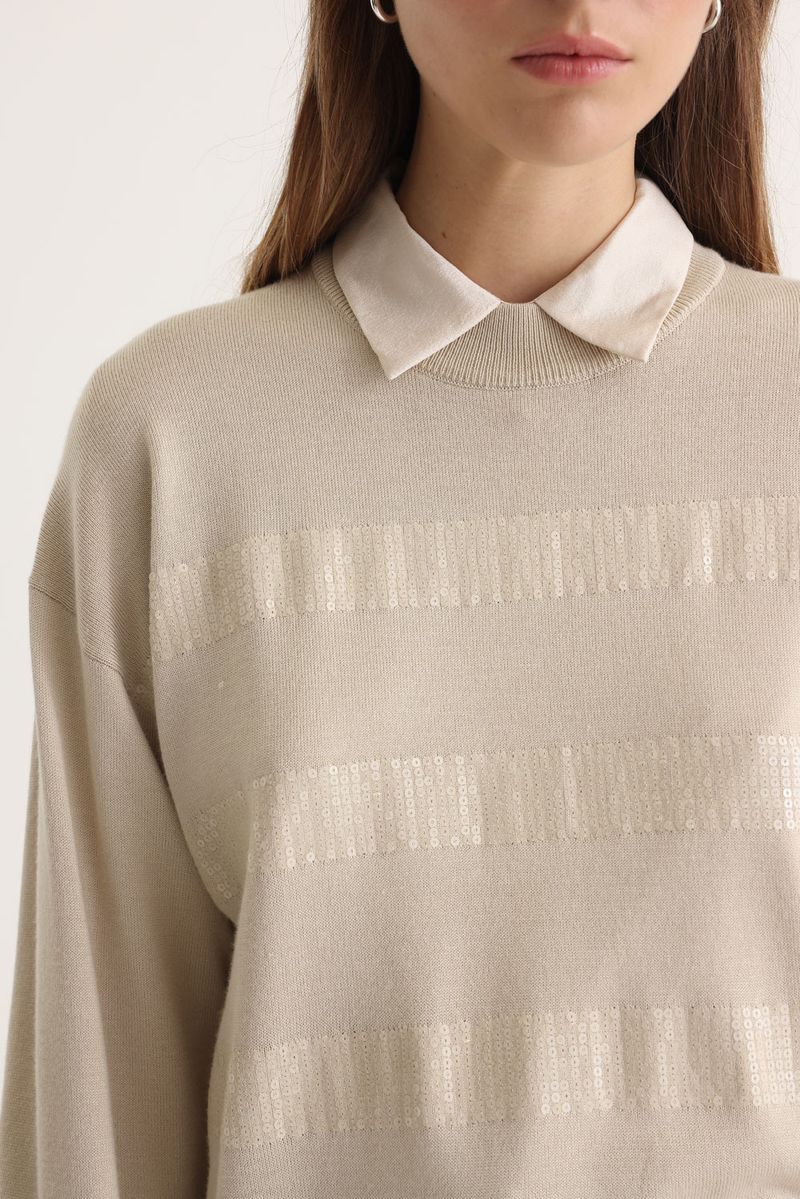 SWEATER STRIPED SEQUINS SOFT