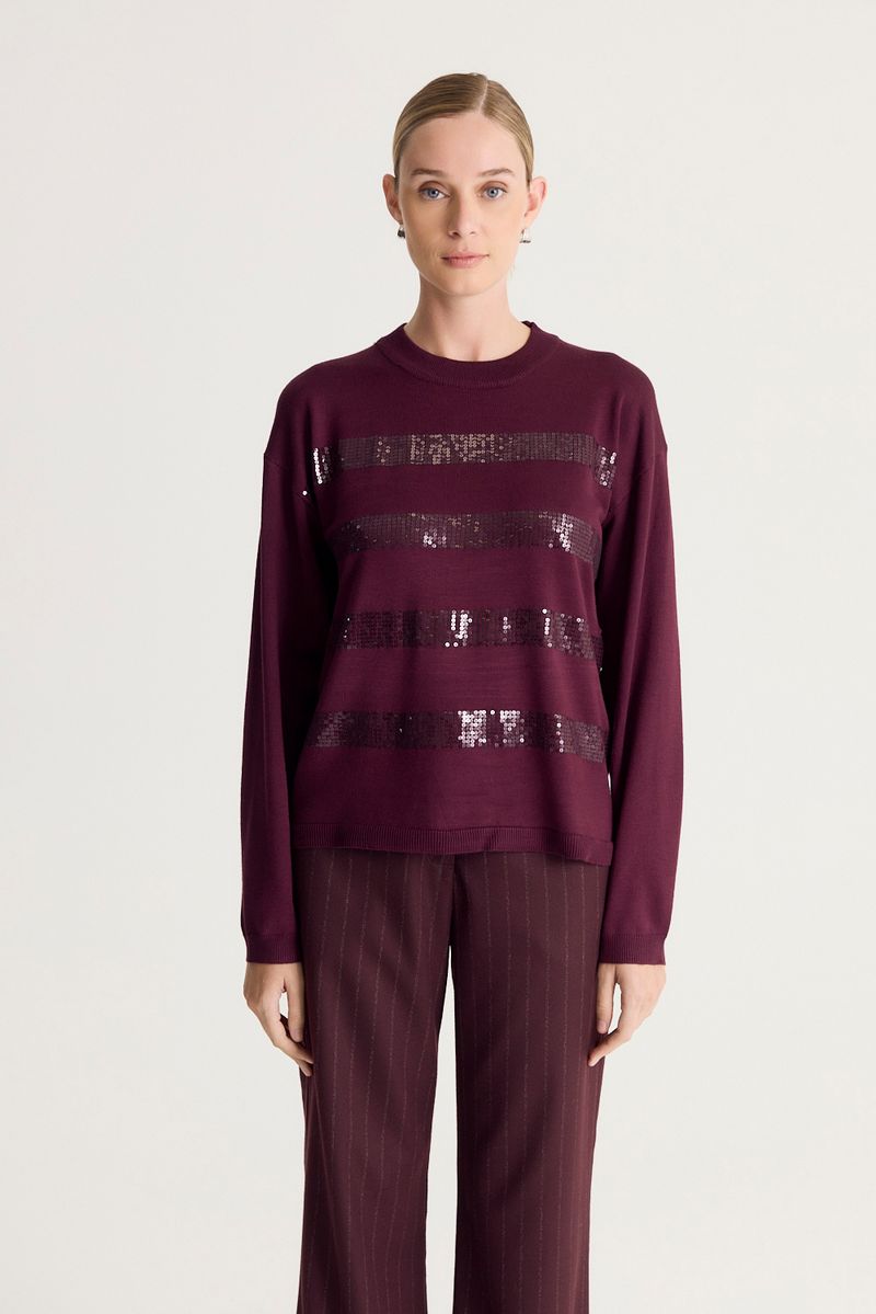 SWEATER STRIPED SEQUINS SOFT