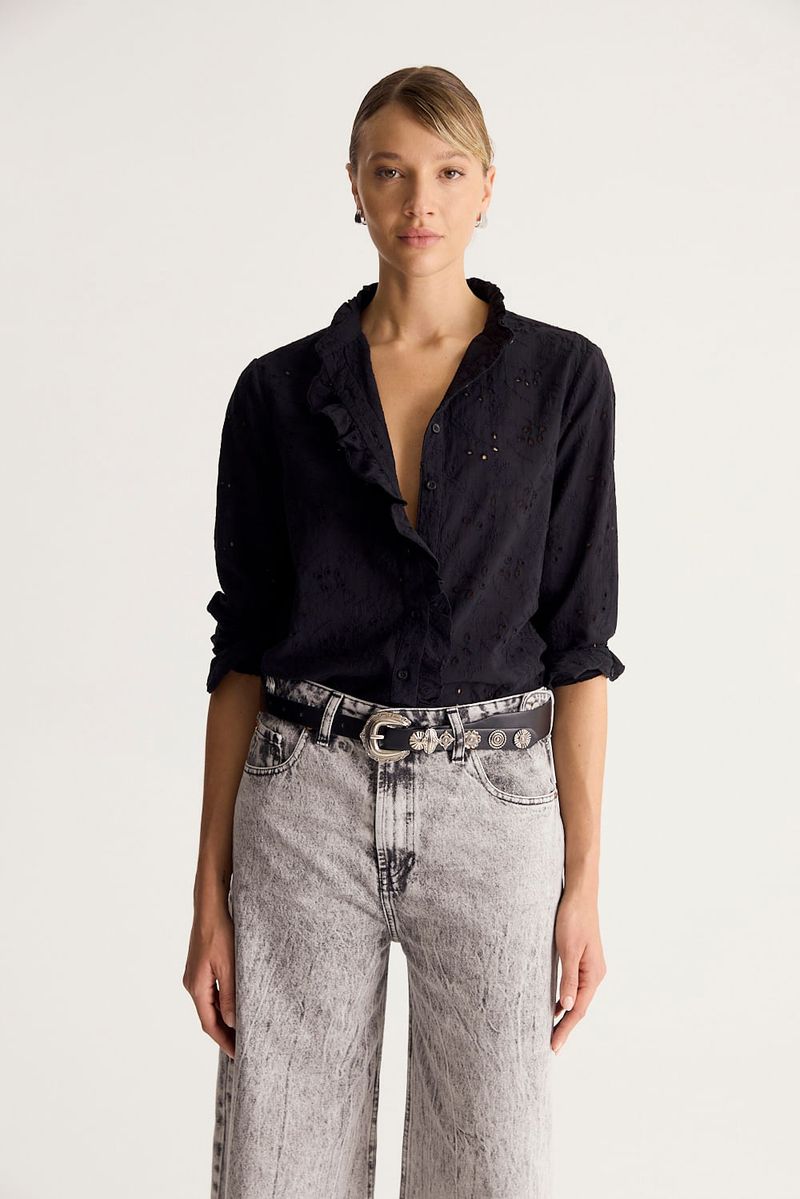 CAMISA BRODERIE RUFFLES COLLAR
