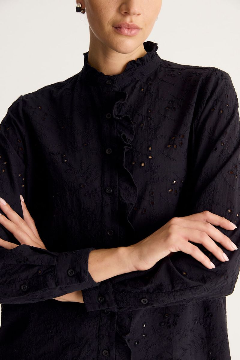 CAMISA BRODERIE RUFFLES COLLAR