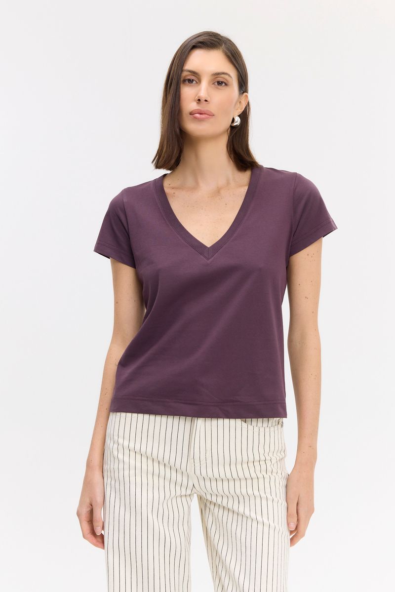 REMERA COTTON V NECK DES C