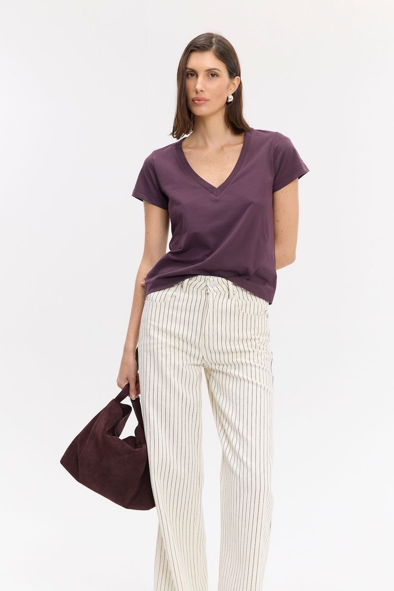 REMERA COTTON V NECK DES C